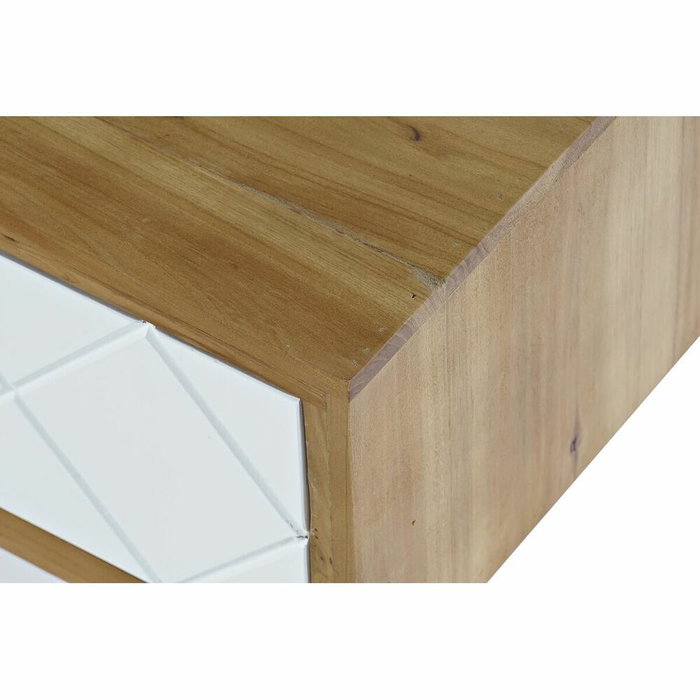 DKD Home Decor Mesa de Centro Abeto Marrón y Blanco con 2 Cajones