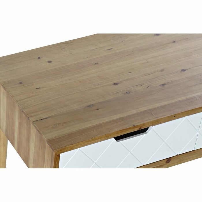 DKD Home Decor Mesa de Centro Abeto Marrón y Blanco con 2 Cajones