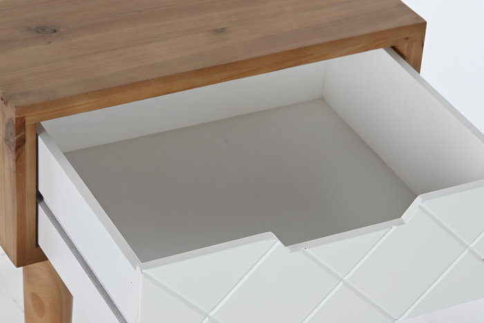 Mesita De Noche Moderno DKD Home Decor Marron Blanco 38 x 50 x 42 cm
