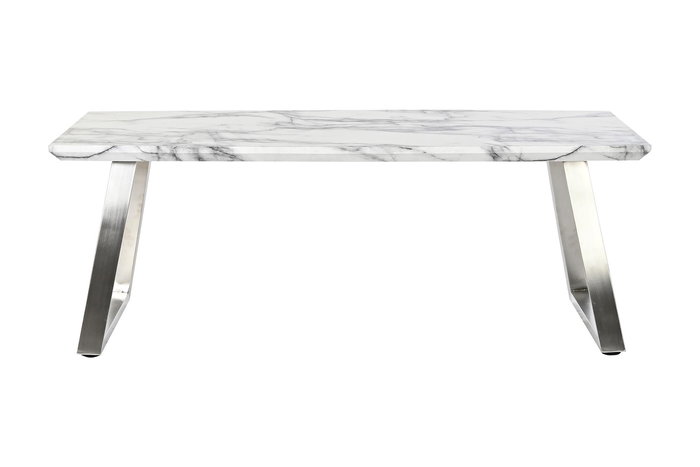 DKD Home Decor Mesa Centro Moderno Blanco Plateado Mdf Acero 120x60x44 cm DKD Home Decor Mesa Centro Moderno Blanco Plateado Mdf Acero 120x60x44 cm