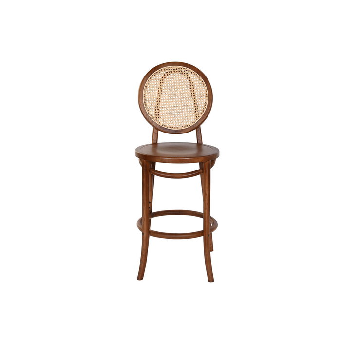 DKD Home Decor Taburete Olmo Ratan Rejilla Marrón Oscuro