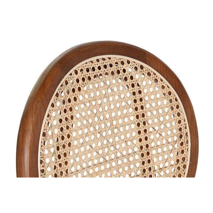 DKD Home Decor Taburete Olmo Ratan Rejilla Marrón Oscuro