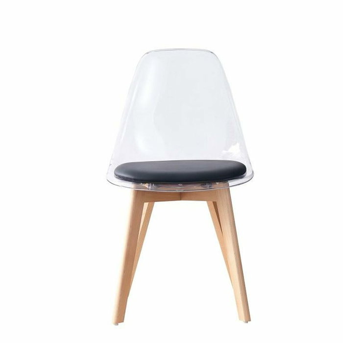 DKD Home Decor Silla de Policarbonato y Madera Tapizada Negra DKD Home Decor Silla de Policarbonato y Madera Tapizada Negra