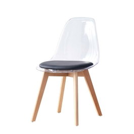 DKD Home Decor Silla de Policarbonato y Madera Tapizada Negra