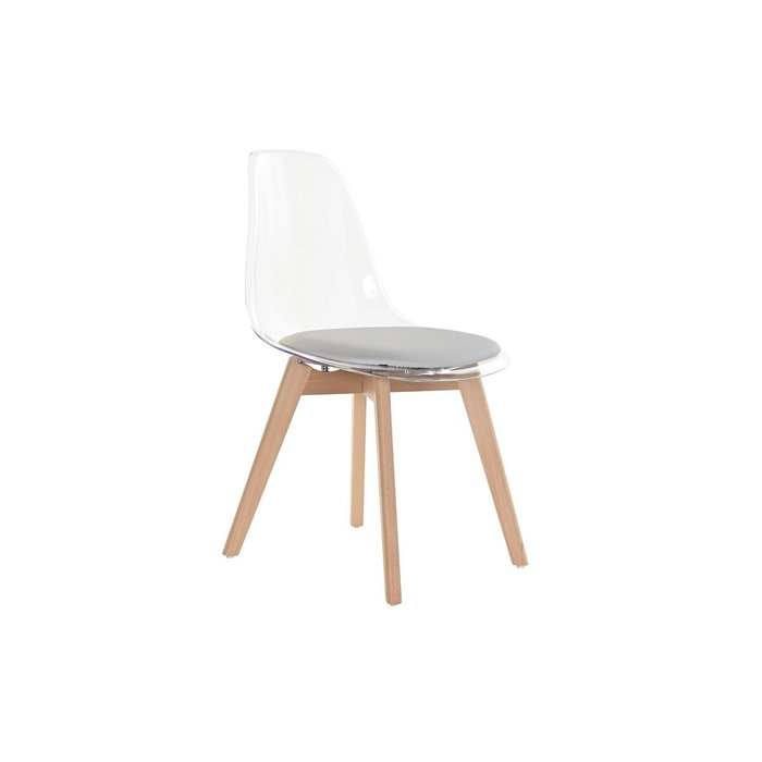 DKD Home Decor Silla de Policarbonato y Madera con Tapizado Gris DKD Home Decor Silla de Policarbonato y Madera con Tapizado Gris