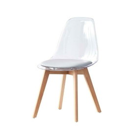 DKD Home Decor Silla de Policarbonato y Madera con Tapizado Gris