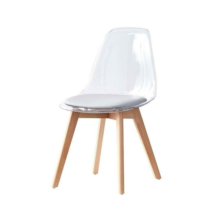 DKD Home Decor Silla de Policarbonato y Madera con Tapizado Gris DKD Home Decor Silla de Policarbonato y Madera con Tapizado Gris