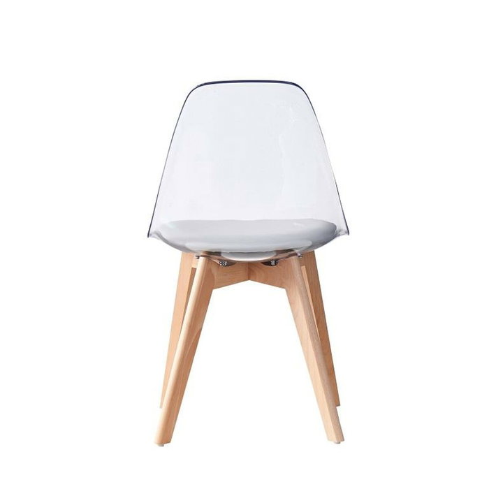 DKD Home Decor Silla de Policarbonato y Madera con Tapizado Gris DKD Home Decor Silla de Policarbonato y Madera con Tapizado Gris