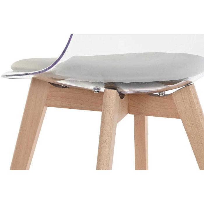 DKD Home Decor Silla de Policarbonato y Madera con Tapizado Gris DKD Home Decor Silla de Policarbonato y Madera con Tapizado Gris