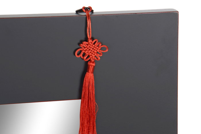 DKD Home Decor Espejo Masako Oriental Natural y Rojo