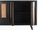 DKD Home Decor Buffet Mango Ratán Metal Negro Natural 160 x 40 x 90 cm