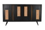 DKD Home Decor Buffet Mango Ratán Metal Negro Natural 160 x 40 x 90 cm