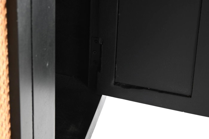 DKD Home Decor Buffet Mango Ratán Metal Negro Natural 160 x 40 x 90 cm