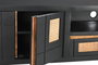 DKD Home Decor Mueble TV Negro Natural Mango Ratan 145.5 x 40.5 x 60 cm