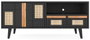 DKD Home Decor Mueble TV Mango y Ratán Negro y Natural 145,5x40,5x60 cm