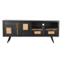 Mueble de TV DKD Home Decor Negro Ratán Madera de mango (145,5 x 40,5 x 60 cm)