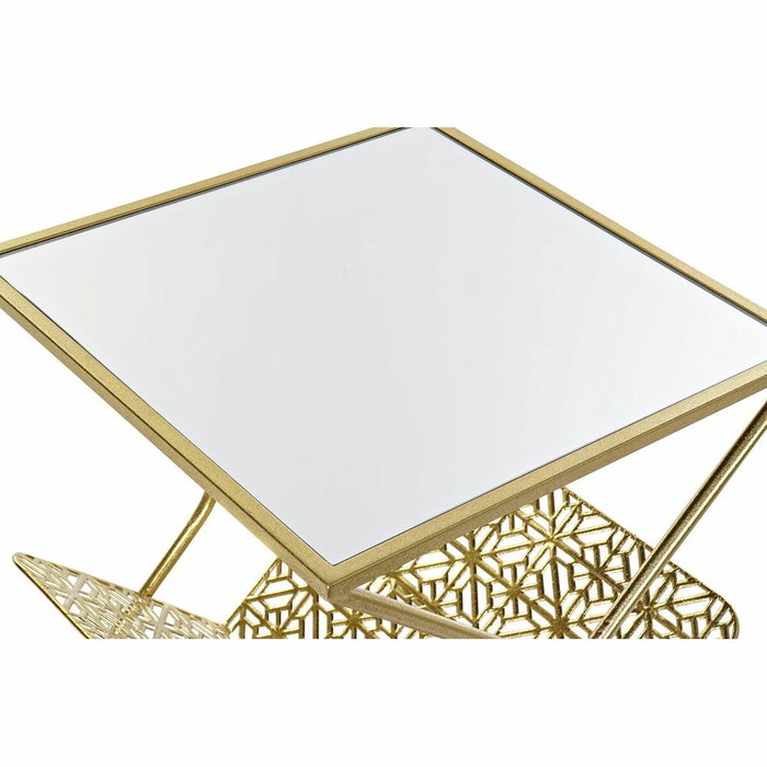 DKD Home Decor Revistero de Metal y Espejo Dorado 45x45x55 cm DKD Home Decor Revistero de Metal y Espejo Dorado 45x45x55 cm