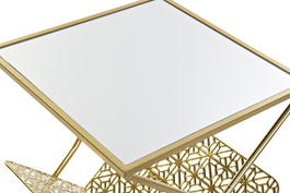 DKD Home Decor Revistero Dorado Metal y Espejo 45 x 45 x 55 cm