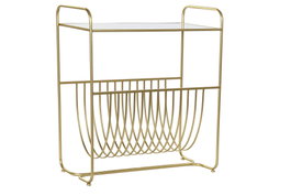 DKD Home Decor Revistero de Metal y Espejo Dorado 76x35x83 cm