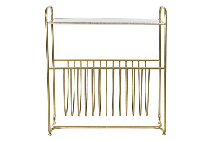 DKD Home Decor Revistero Dorado Metal y Espejo 35 x 76 x 83 cm