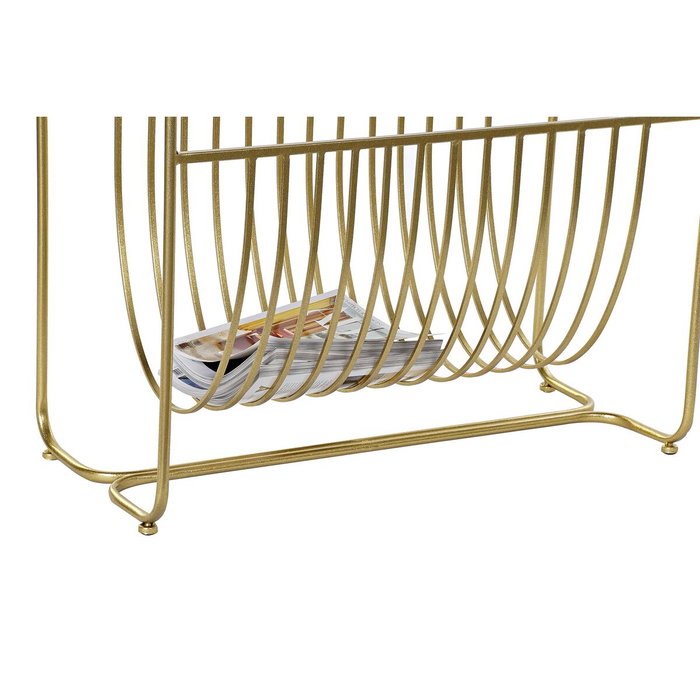 DKD Home Decor Revistero de Metal y Espejo Dorado 76x35x83 cm