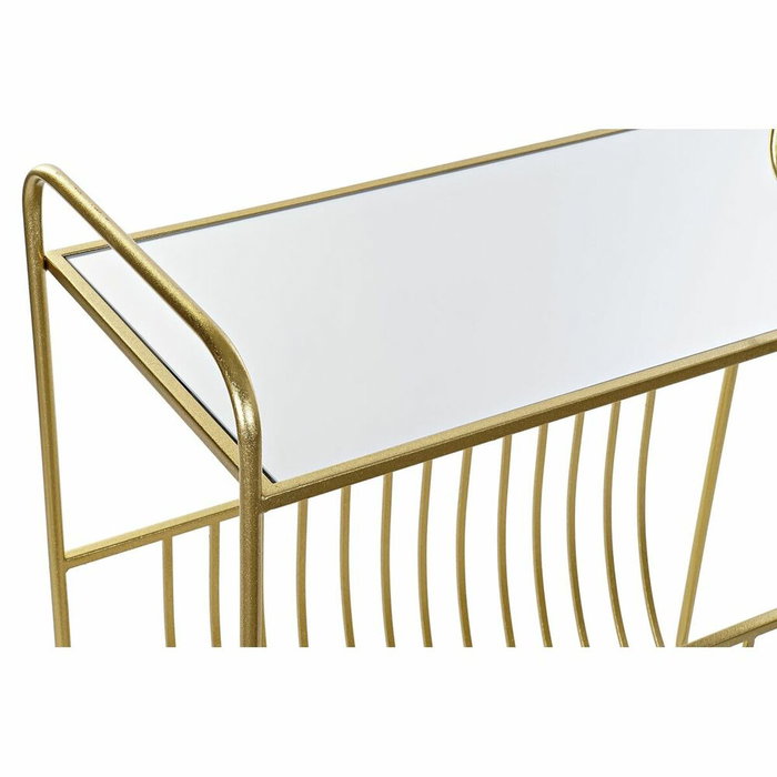 DKD Home Decor Revistero de Metal y Espejo Dorado 76x35x83 cm