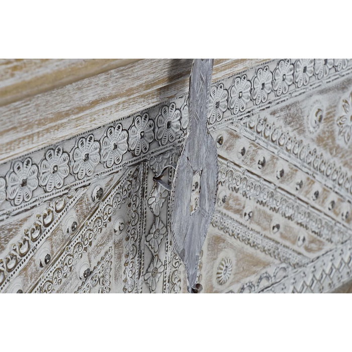 DKD Home Decor Cesto Arcon de madera de mango y latón, Blanco
