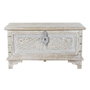 DKD Home Decor Cesto Arcon de madera de mango y latón, Blanco