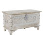 DKD Home Decor Cesto Arcon de madera de mango y latón, Blanco
