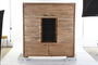 DKD Home Decor Armario Colonial Marrón 4 Puertas Acacia Cristal Led 145x40x153 cm