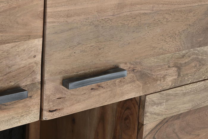 DKD Home Decor Armario Colonial Marrón 4 Puertas Acacia Cristal Led 145x40x153 cm