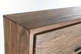 DKD Home Decor Armario Colonial Marrón 4 Puertas Acacia Cristal Led 145x40x153 cm