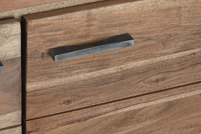 DKD Home Decor Mueble TV Colonial Marrón de Madera de Acacia y Cristal con 2 Puertas, 5 Estanterías y Luz LED 200x40x63 cm