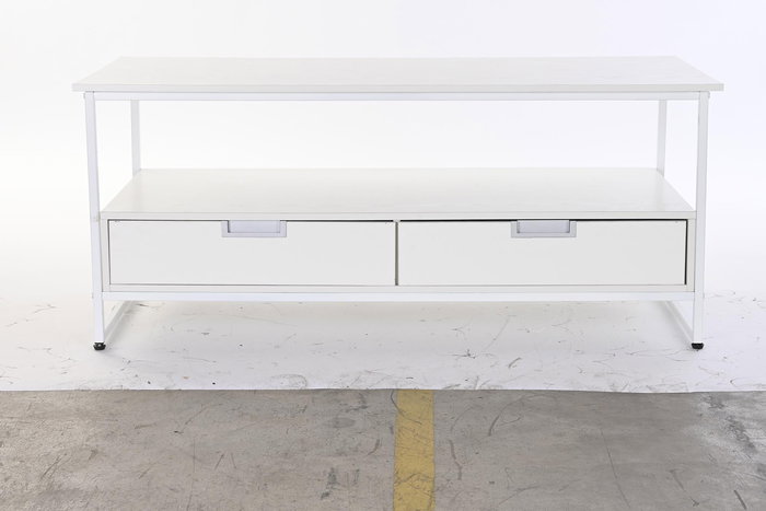 DKD Home Decor Mesa Centro Urban Blanco Metal y MDF 110 x 55 x 46 cm con 2 Cajones