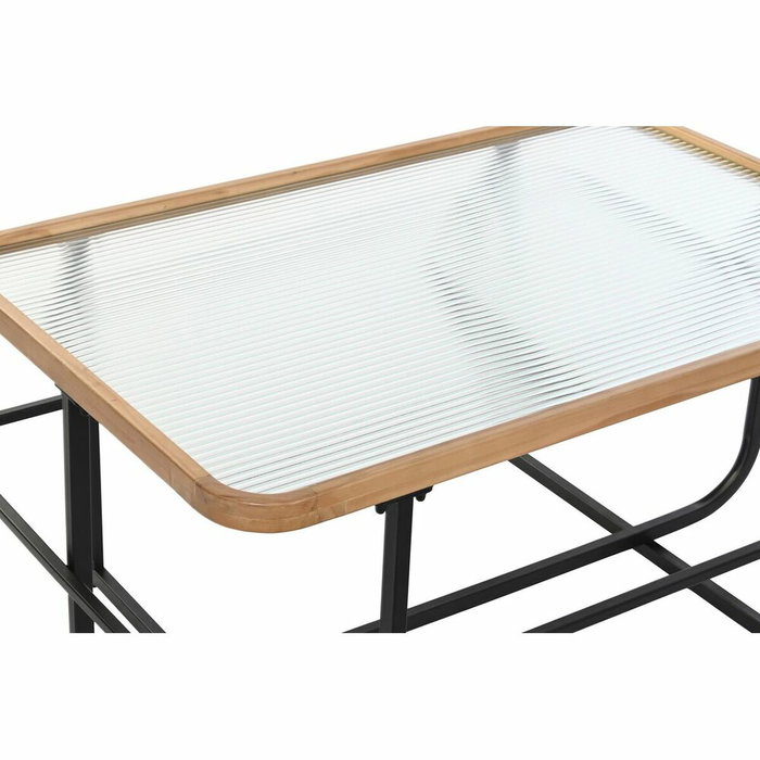 DKD Home Decor Mesa de Centro de Metal y Cristal Negro
