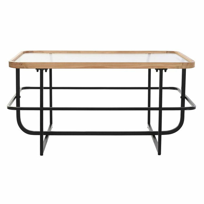 DKD Home Decor Mesa de Centro de Metal y Cristal Negro