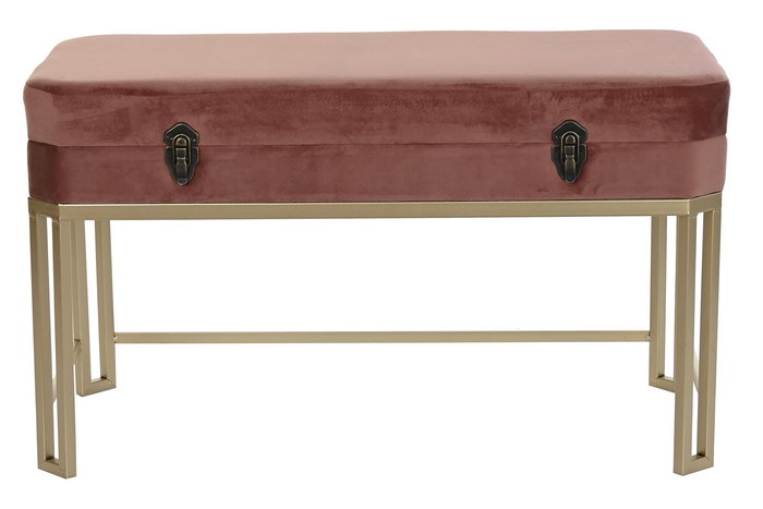 DKD Home Decor Descalzadora Rosa Dorado Metal Velvet 80 x 40 x 47 cm Set de 2 DKD Home Decor Descalzadora Rosa Dorado Metal Velvet 80 x 40 x 47 cm Set de 2