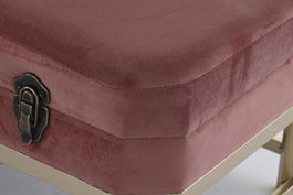 DKD Home Decor Descalzadora Rosa Dorado Metal Velvet 80 x 40 x 47 cm Set de 2