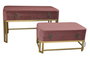 DKD Home Decor Descalzadora Glam Rosa y Dorado Set de 2 - Velvet y Metal