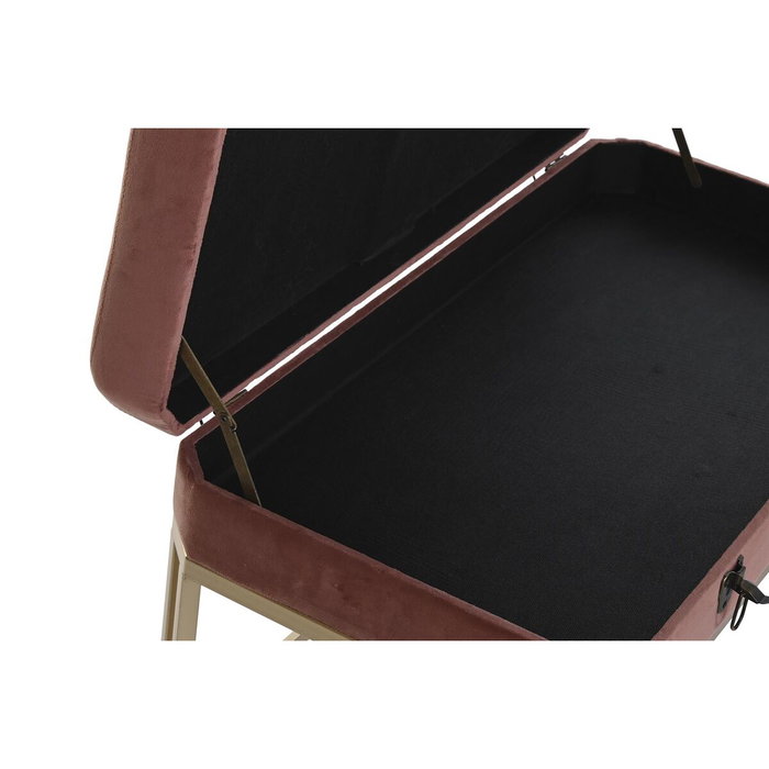 DKD Home Decor Descalzadora Glam Rosa y Dorado Set de 2 - Velvet y Metal