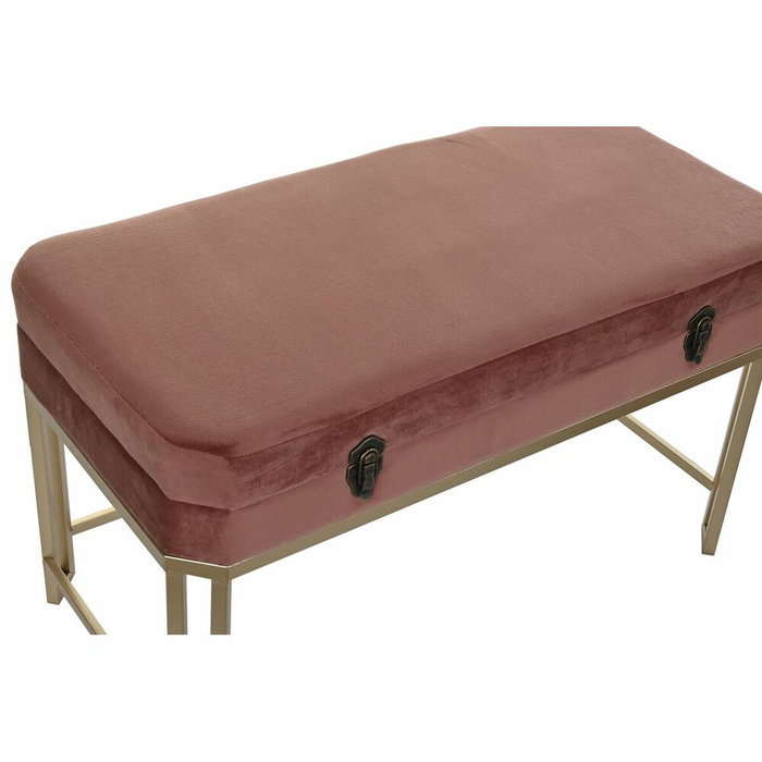 DKD Home Decor Descalzadora Glam Rosa y Dorado Set de 2 - Velvet y Metal