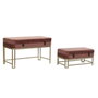 DKD Home Decor Descalzadora Glam Rosa y Dorado Set de 2 - Velvet y Metal