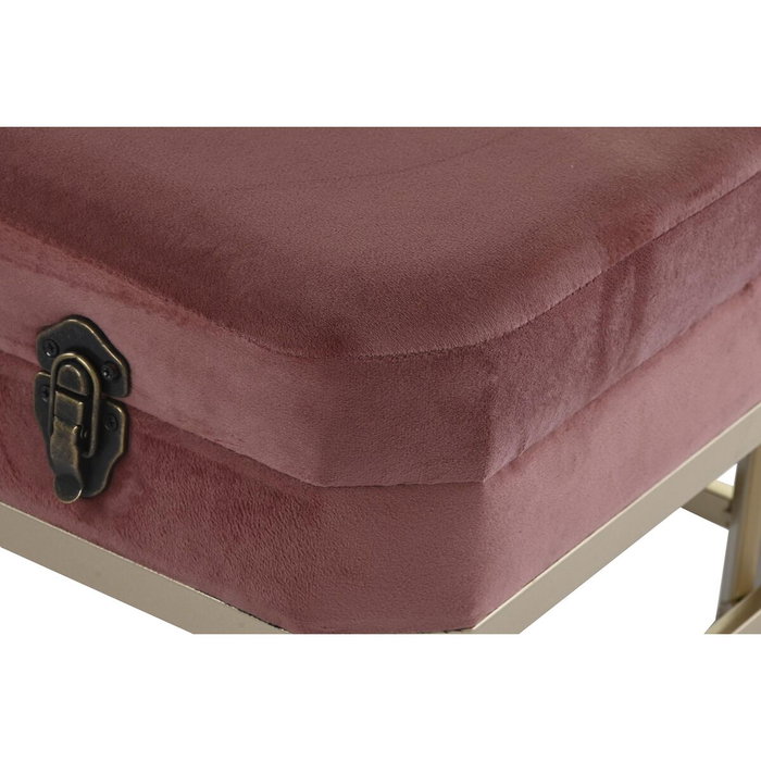 DKD Home Decor Descalzadora Glam Rosa y Dorado Set de 2 - Velvet y Metal