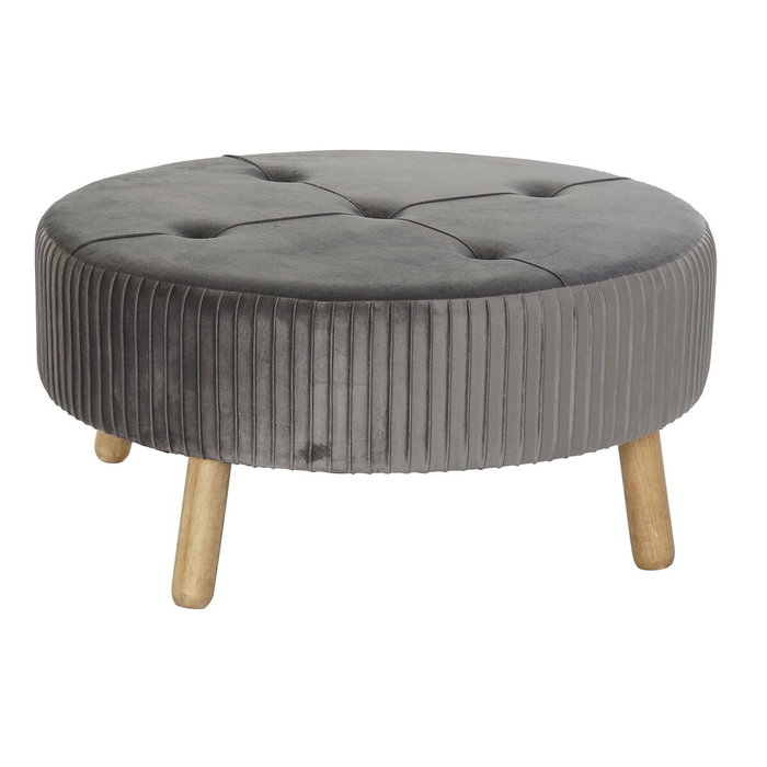 DKD Home Decor Reposapiés de Terciopelo y Madera Gris Oscuro 80x80x38 DKD Home Decor Reposapiés de Terciopelo y Madera Gris Oscuro 80x80x38