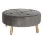 DKD Home Decor Reposapiés de Terciopelo y Madera Gris Oscuro 80x80x38