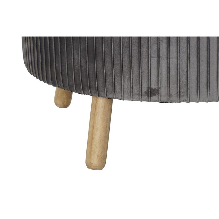 DKD Home Decor Reposapiés de Terciopelo y Madera Gris Oscuro 80x80x38 DKD Home Decor Reposapiés de Terciopelo y Madera Gris Oscuro 80x80x38