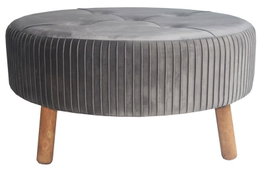 DKD Home Decor Reposapiés de Terciopelo y Madera Gris Oscuro 80x80x38