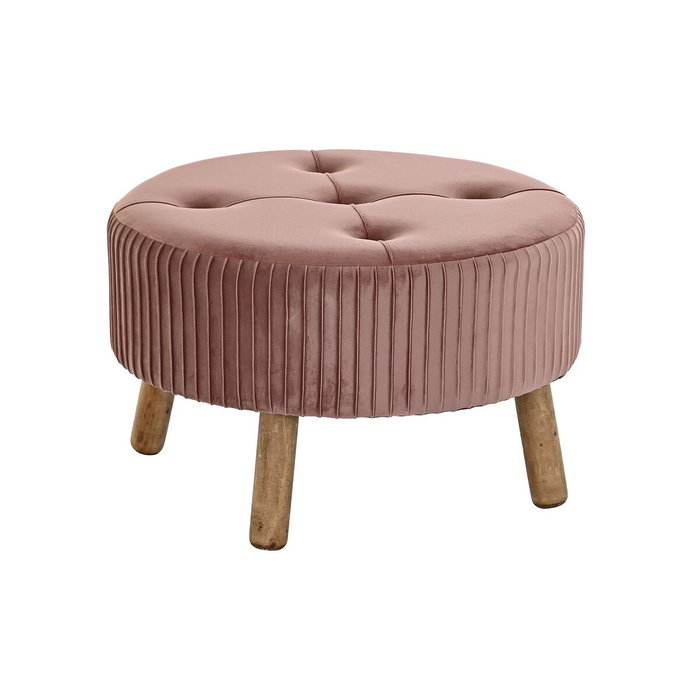 DKD Home Decor Reposapiés Velvet en Rosa Palo y Madera Natural DKD Home Decor Reposapiés Velvet en Rosa Palo y Madera Natural