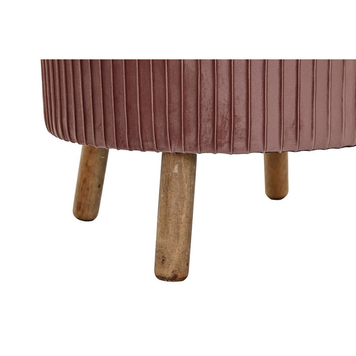 DKD Home Decor Reposapiés Velvet en Rosa Palo y Madera Natural DKD Home Decor Reposapiés Velvet en Rosa Palo y Madera Natural