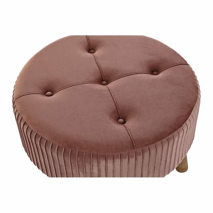 DKD Home Decor Reposapiés Velvet en Rosa Palo y Madera Natural DKD Home Decor Reposapiés Velvet en Rosa Palo y Madera Natural